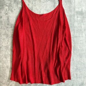 Red crochet tank top sweater vest oversized summer resort wear plus size 2XL
